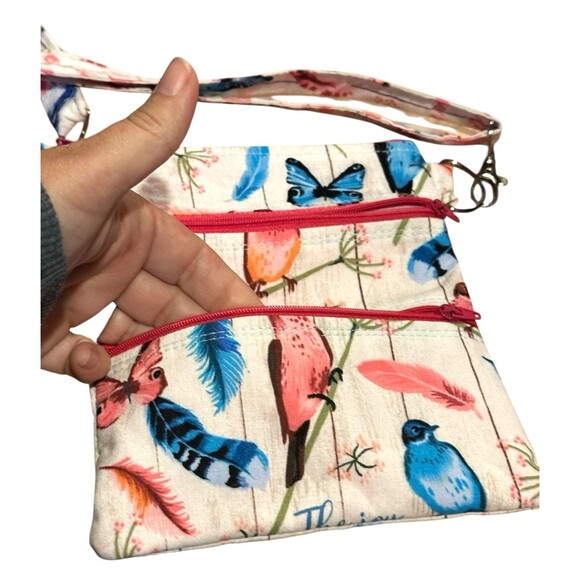 Crossbody bag purse butterflies birds feathers adjustable removable strap - Picture 5 of 15